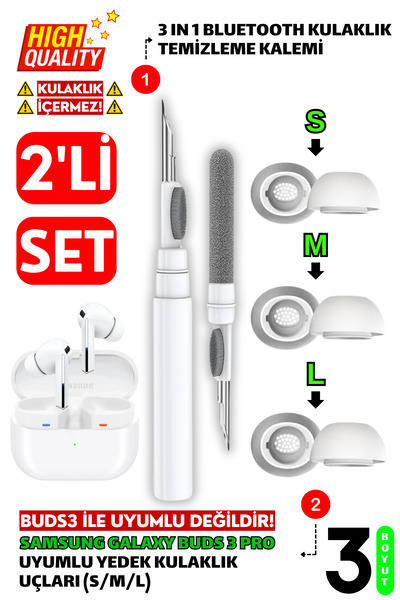 EWEC Samsung Galaxy Buds3 Pro Uyumlu Silikon Kulaklık Uçları (S,M,L) Ve 3 In ...