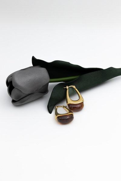 Limosse Jewelry Moonstone Vintage Çelik Gold Küpe