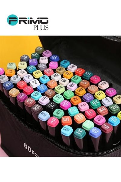 Primo Plus 80 Colors Markers Dual Tip Art Markers for Kids & Artist  with Carry Case