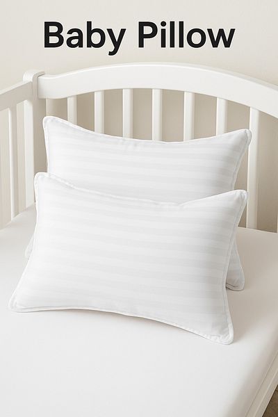 F.A.M.S Baby Toddler Pillow 45 X 33 Cm, 100% Cotton, Pillowcase, Microfiber Filling, Pack Of 2,