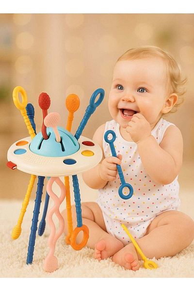 F.A.M.S Sensory Pull String Toy – With Colorful Strings, Baby Motor Skill Development
