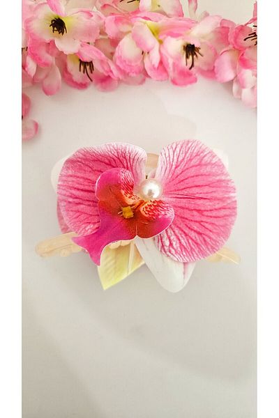 cityvision Orchid Flower Pearl Latch Buckle 10 cm Double Sided 1 Piece