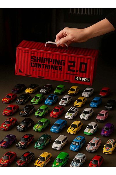 F.A.M.S Die-cast Car Toy Set For Kids – 48 Unique Mini Metal Cars With Garage Storage Case