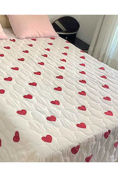 Özyuvam Quilted Cotton Fiber Filled Double Sided Heart Patterned Pique