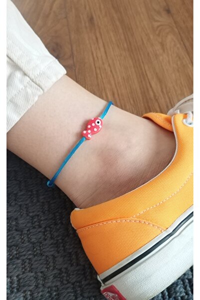 Bella Sera Studio Petrol Mavisi Saten İp Halhal Seramik Balık Detaylı (Suya D...