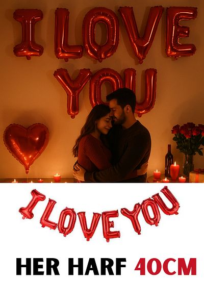 Baloncu Dede Foil L Love You Balloon Special Day Birthday Dear and Wife Celebrations