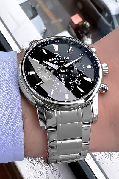 Daniel Klein Men's Premium Silver Color Waterproof Wrist Watch - Gift Bracelet with Steel Band Dkh4532C1