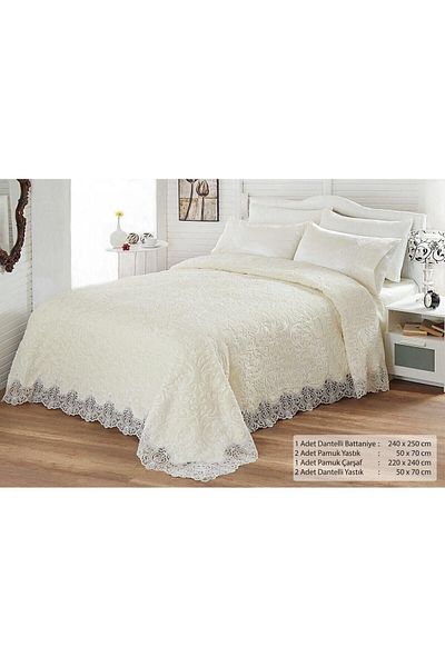 madam gold French Laced Bridal Blanket Set - Bedspread * Without Box
