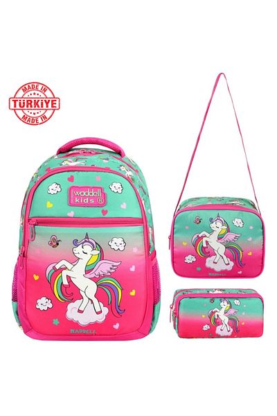 Alanç Gift Unicorn Pink Luxs - Rucsac ortopedic pentru școala primară pentru fete cu suport pentru spate, nutriție și suport pentru stilouri