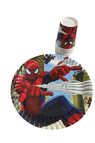 partyrüyası Spider-Man Themed 8-Person Flaming Birthday Set Mod1
