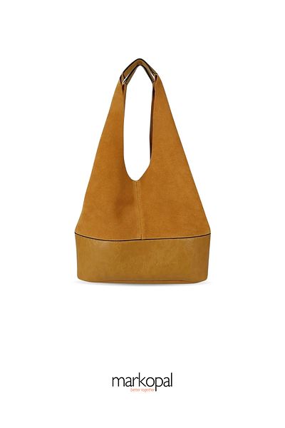 MORCA Genuine Suede Casual Shoulder Bag Saffron Izg1925-1Safran