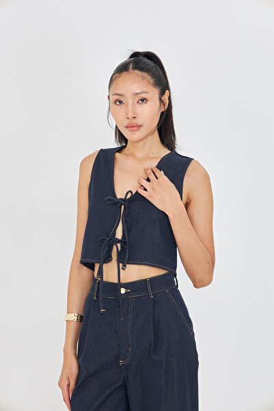 TIFFANY&TOMATO Bağcık Detaylı Denim Yelek