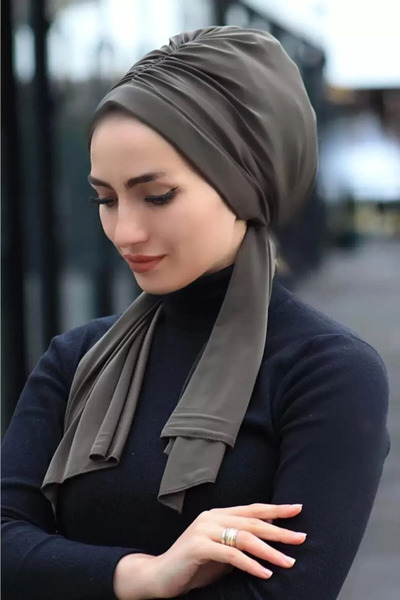 Gültopu Eşarp & Şal Kadın Dubai Bone Şal, Günlük Düz Haki Renk Baş Örtüsü Tes...