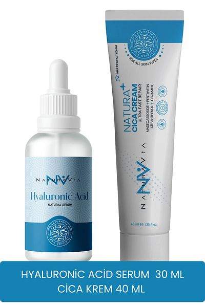 NATURAVIA COSMETICS Hyaluronic Acid Serum 30 Mlna & Barrier Repair Moisturizing Cica Cream 40 ml