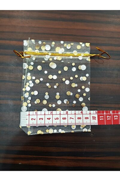 yörük tuhafiye Şeffaf Tül Kese ,100 Adet Altın Renk(9X12 CM) Kına, Çerez ,nişan,nikah, Hediye,lavanta Kesesii