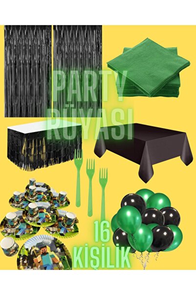 partyrüyası Minecraft Temalı 16 Kişilik Doğum Günü Seti mod5