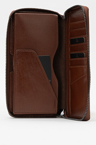 Grande Gd 1780 Γνήσιο Δερμάτινο Μακρύ Πορτοφόλι Καφέ