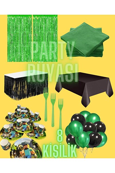 partyrüyası Minecraft Temalı 8 Kişilik Doğum Günü Seti mod4