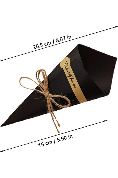 HDF PAZARLAMA 50 Pcs 15*15 Black Cone Paper - String