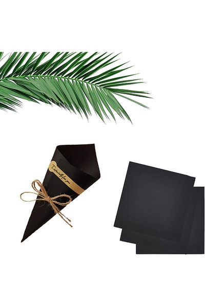 HDF PAZARLAMA 50 Pcs 15*15 Black Cone Paper - String