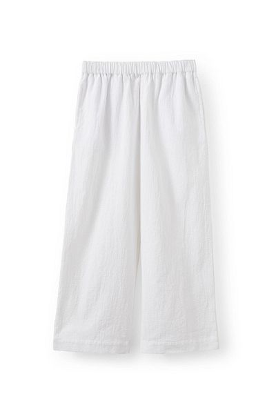 rois Girl's Wide Cut Muslin White Pants