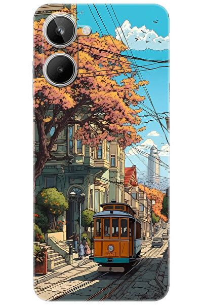 realme 10 4G (RMX3630) Uyumlu Kılıf Desen Baskılı Silikon Tramvay STK:645 CP-...