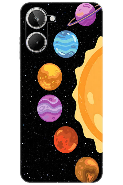 realme 10 4G (RMX3630)  Kılıf Desen Baskılı Silikon Gezegenler Tasarım STK:68...