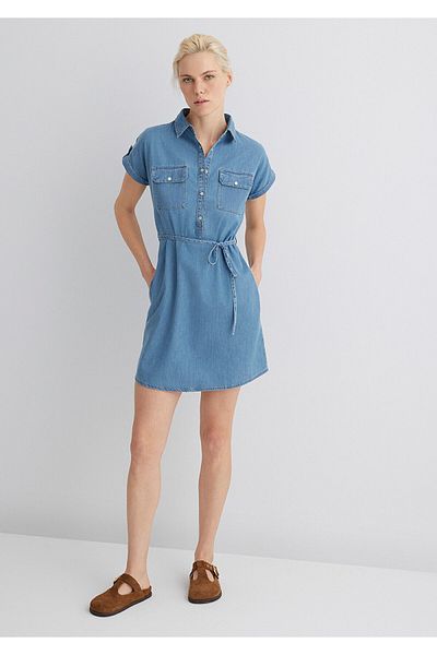 Mavi Rochie de jeans deschisă clasică Barbara Gold 130548 -26176