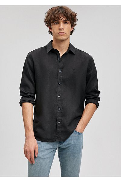 Mavi Cămașă de in neagră Slim Fit / Narrow Cut 021190-900