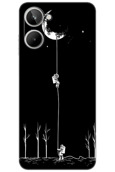 realme 10 4G (RMX3630) Kılıf Desen Baskılı Silikon Astronot Serisi STK:1006 C...