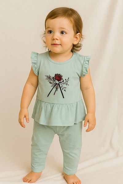 MODA Baby Girl Double Set Mint Elegance