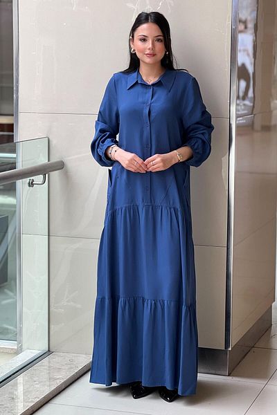 Nurcan Çetin Half Button Valon Cotton Dress