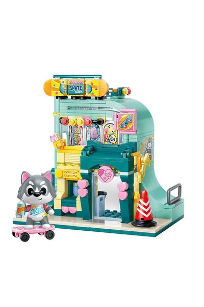 keeppley Lovely Street K28009 Husky Skate Shop - Sky and Candy Shop Building Blocks Toy Se