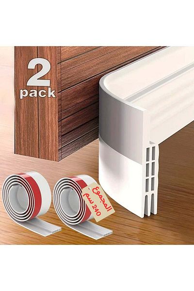 F.A.M.S Door Draft Stopper, White, 120 Cm Length Under Door Seal, For Exterior & Interior Doors, Set Of 2
