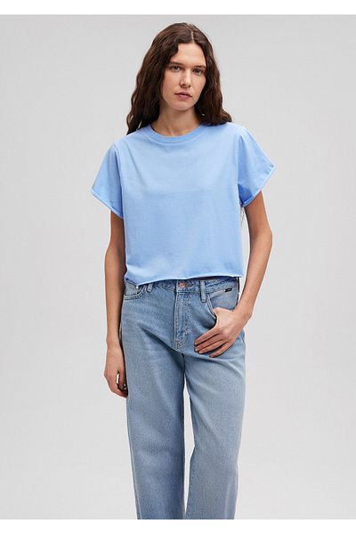 Mavi Tricou de bază cu mânecă scurtă cu gât rotund pentru femei 168220 -70814