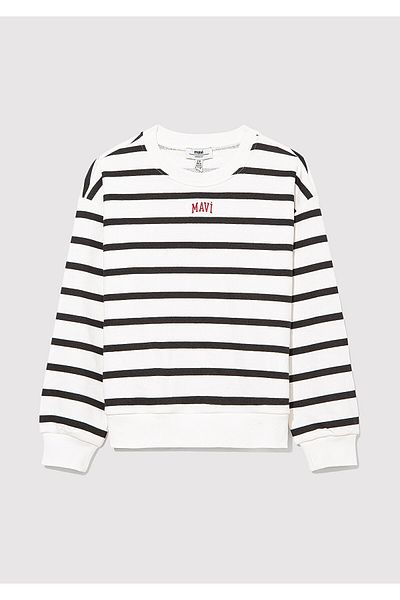 Mavi Schwarzes Sweatshirt mit Streifen und Logo-Aufdruck 7s10038-900