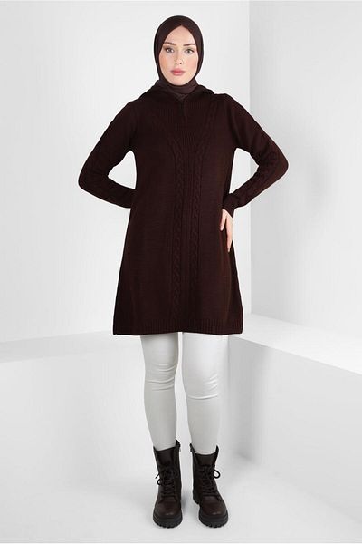 Alvina Zippered Collar Knitwear Tunic 44064