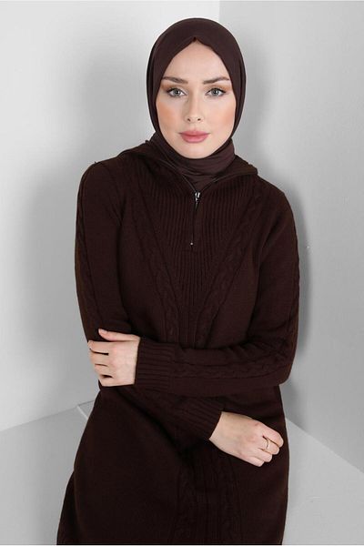 Alvina Zippered Collar Knitwear Tunic 44064