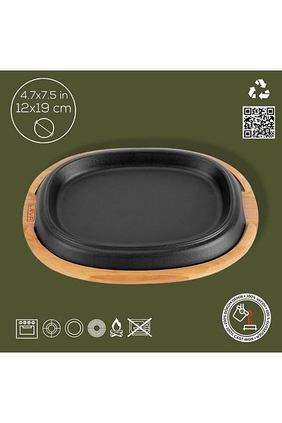 Lava 12X19Cm Beech Serving Wood - Cast Oval Fajita Plate