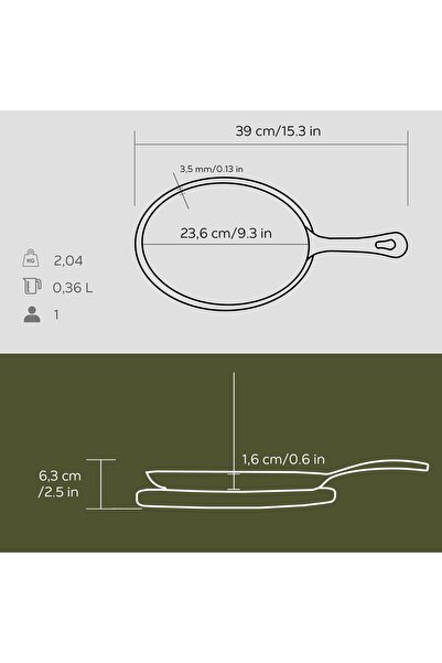 Lava Döküm Oval Fajita Tabağı Döküm Demir Yekpare Saplı Kayın Servis Ahşabı Ölçü 17x23cm.