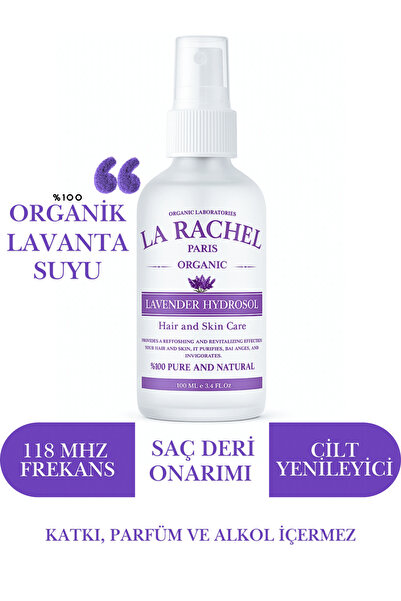 La Rachel Organik Lavanta Suyu – 118 Megahertz Frekans -Cilt ve Saç İçin Yatıştırıcı, Ferahlatıcı Doğal Tonik