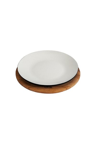 Lava Cast Round Serving Plate and Beech Serving WoodInner Sable Diameter(Ø)21cm