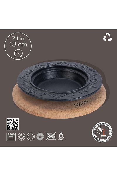 Lava Cast Oval Rotating Sauce Plate Beech Serving WoodDiameter(Ø)18cm