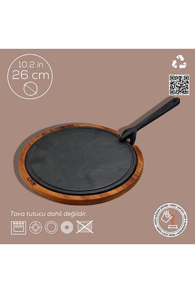 Lava Cast Wood And Cast Iron Hot Plate Serving BoardDiameter(Ø)26cm