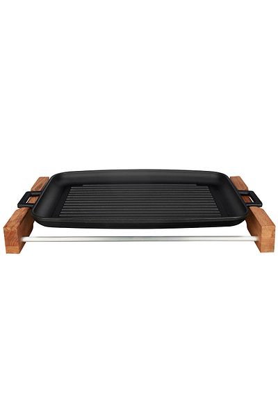 Lava 31X42Cm Rectangular Grill Tray - Beech Serving, Iron Solid, Double Handle Wood