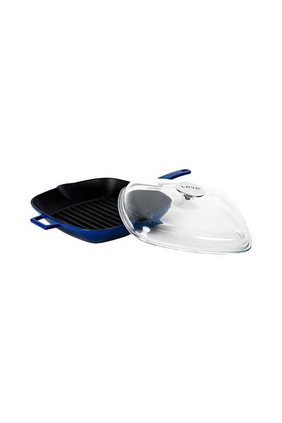 Lava 26x26cm Square Grill Pan - Glass Lid, Iron Solid Handle Casting