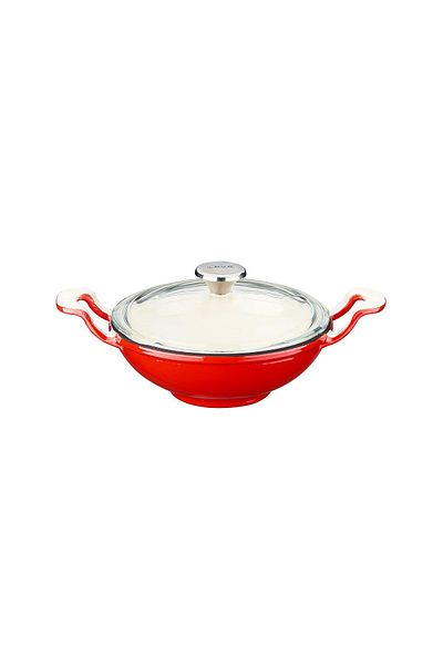 Lava Cast Mini Wok with Solid Handle and Glass Cover Edition Series Diameter(Ø)16cm