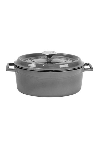 Lava Cast Oval Pot Cast Iron Uniform Handle Premium Series Size 21x27cm