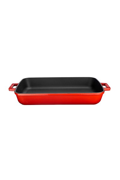 Lava Cast Rectangular Rosto and Oven Tray Cast Iron Solid Double Handle Size 22x30cm