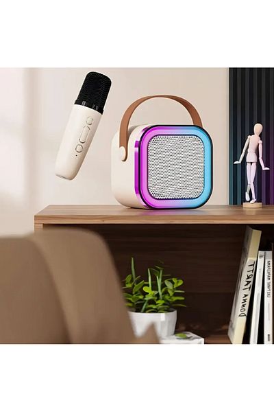 OEM Microfon Karaoke cu difuzor portabil, pentru copii si adulti, conexiune Bluetooth, jocuri de lumini